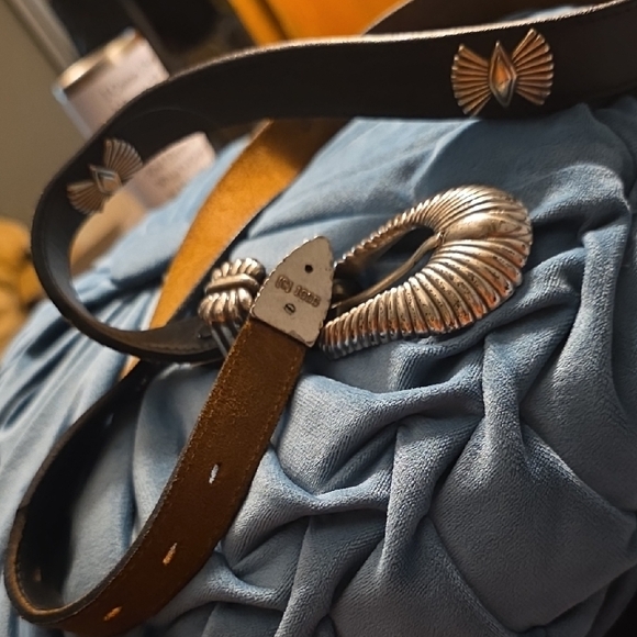 FINAL Native Sterling Concho Marked Oil Tanned Harness Leather OK USA 1995 SALE main image 5